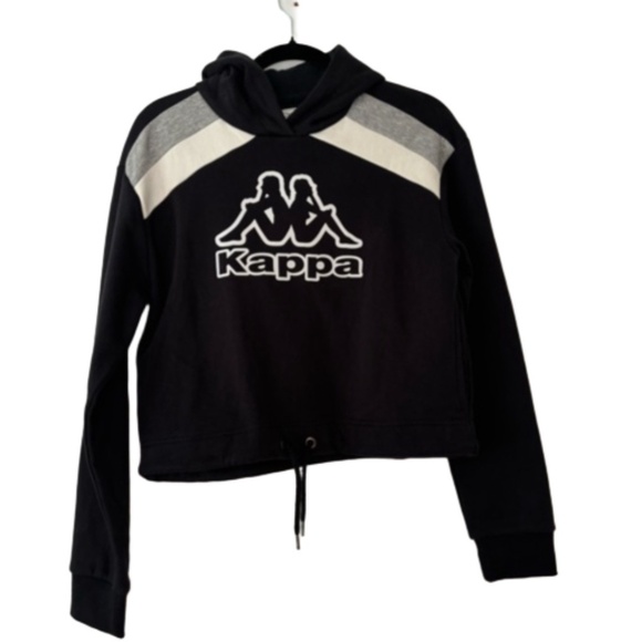 Kappa Logo Catto regular fit crop hoodie NWT black white and grey size M - Picture 3 of 14